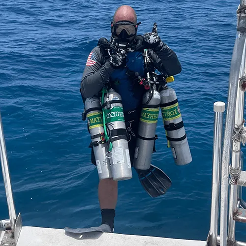 Dan Siegel rigged for a technical CCR dive